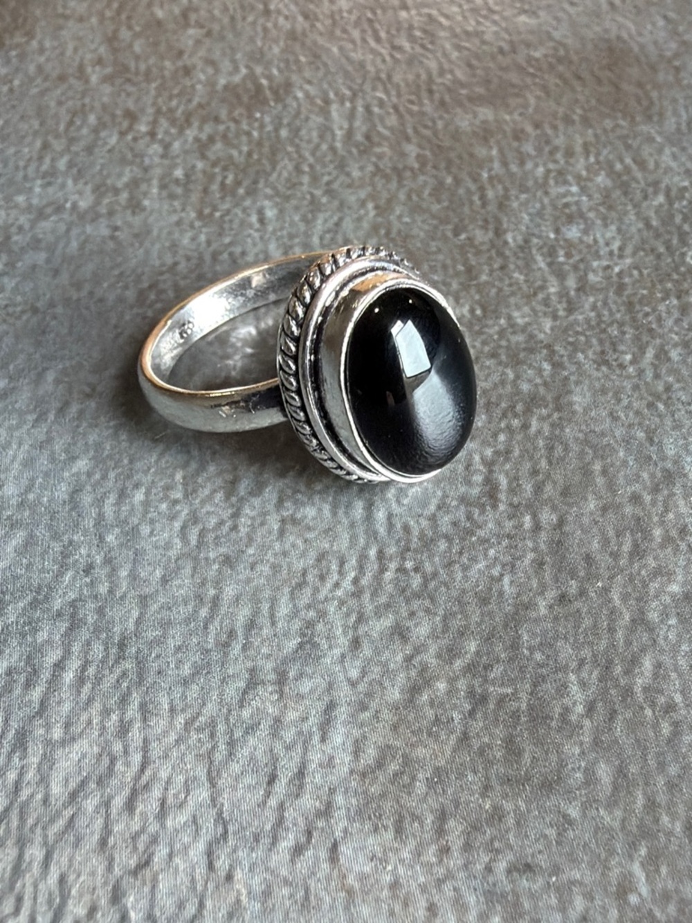 Silver 925 Ring Women Jewelry Size 9 Black Onyx Classic Statement Vintage Style - Picture 3 of 4